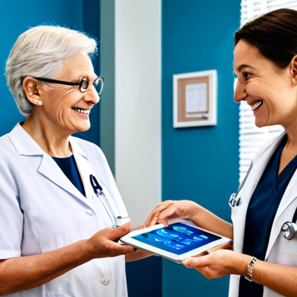 AI 연구의 다학문적 접근 사례 - Healthcare**

"A friendly doctor uses an AI-powered tablet to explain a diagnosis to a fully clothed...