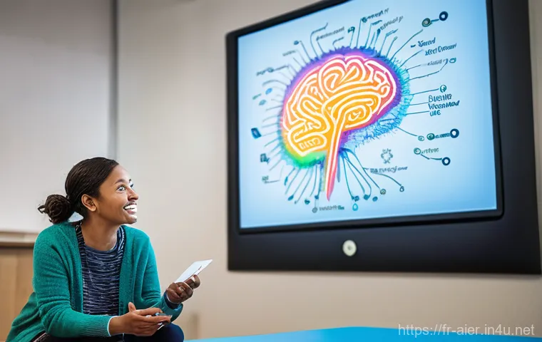 AI 전문가의 커뮤니케이션 스킬 향상 - **Prompt:** "A friendly and approachable AI researcher, in a well-lit, modern community center, is e...