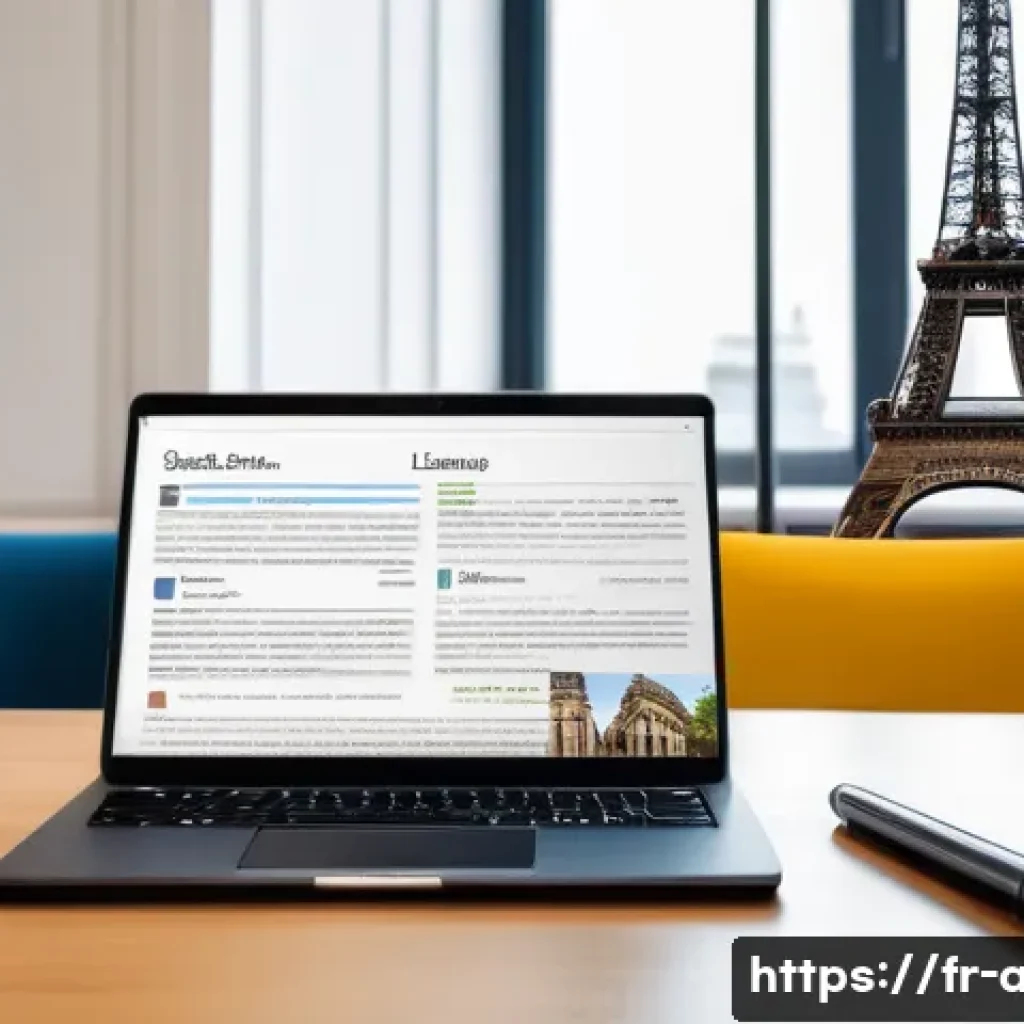 AI 전문가의 온라인 강의 제작 팁 - A modern, bright online learning environment featuring a diverse group of adult French-speaking stud...